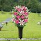 Memorial Day Flowers for Cemetery, 36 Stems Realistic Mixed Rose Lilies Artificial Flowers Bouquet Bush,Cemetery Flowers for Grave, 25.9 in. Sympathy Silk Cemetery Flowers